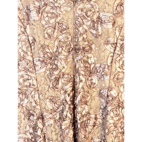 Alex Evenings Taupe Rosette Sequin Lace Short Sleeve Gown Size 18 Plus - Picture 7 of 8